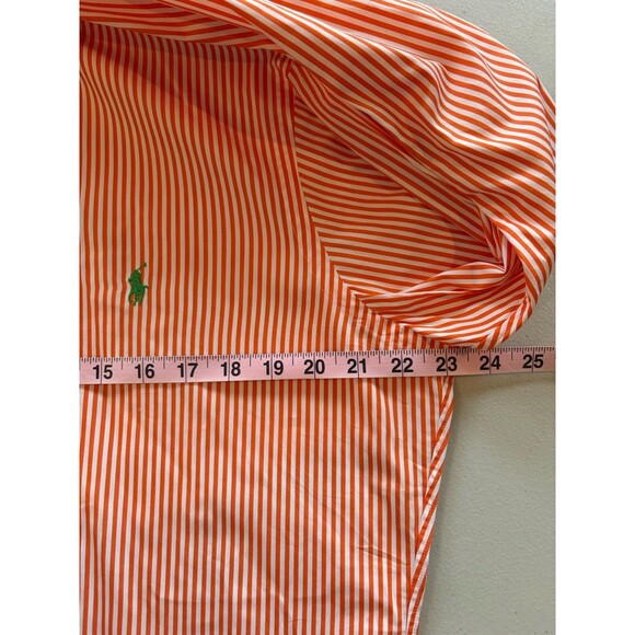 Ralph Lauren Classic Fit Orange White Stripe Long Sleeve Button Down Green Pony - Picture 11 of 16
